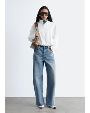 & Other Stories Long Stand-Collar Cotton Shirt - Blue