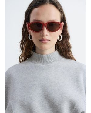 & Other Stories Mock Neck Scuba Sweatshirt - Gray