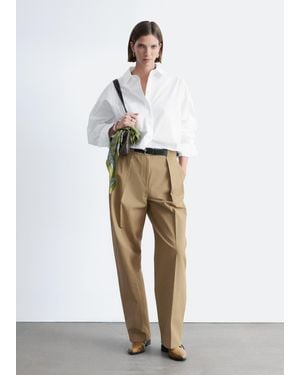 & Other Stories Cropped Oversized Cotton Shirt - White