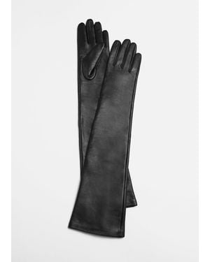 & Other Stories Long Leather Gloves - Grey