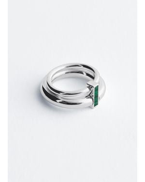 & Other Stories Double-Circle Brass Ring - Grey