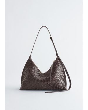 & Other Stories Interwoven Leather Crossbody Bag - Brown
