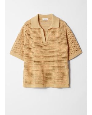 & Other Stories Pointelle-Knit Polo Shirt - Natural