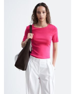 & Other Stories Slim Knitted T-Shirt - Red