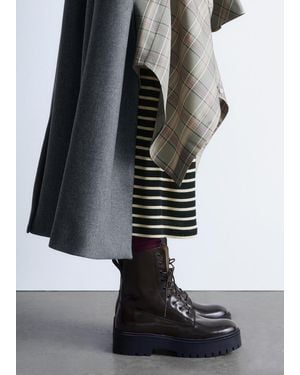 & Other Stories Lace-Up Leather Boots - Black