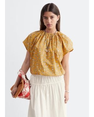 & Other Stories Gathered Cotton Blouse - Yellow