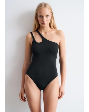 & Other Stories Cut-Out One-Shoulder Swimsuit - Black