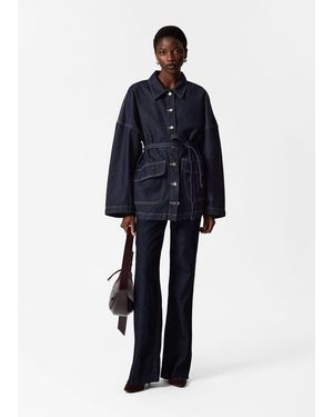 & Other Stories Belted Oversized Denim Jacket - Blue