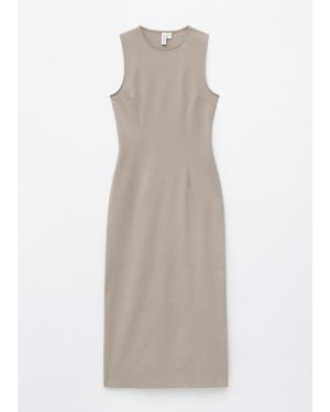 & Other Stories Fitted Cotton Jersey Midi Dress - Natural