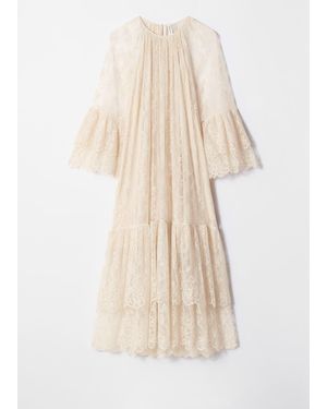 & Other Stories Frilled Lace Maxi Dress - Natural