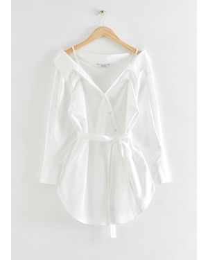 & Other Stories Off-Shoulder Belted Shirt - White