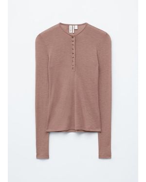 & Other Stories Half-Placket Wool Top - Pink