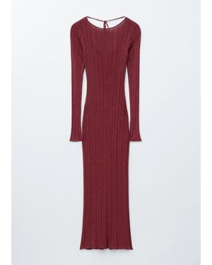 & Other Stories Long-Sleeve Rib-Knit Midi Dress - Red