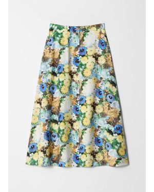 & Other Stories Buttoned A-Line Midi Skirt - Green