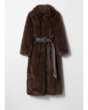 & Other Stories Belted Faux Fur Coat - Brown