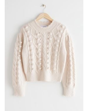 & Other Stories Strickpullover Mit Zopfmuster - Weiß