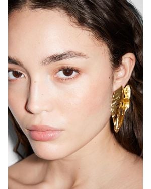 & Other Stories Oversized Leaf Clip Earrings - Natural