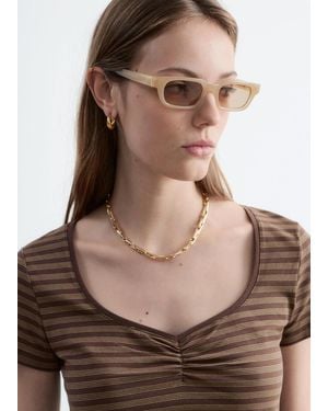 & Other Stories Ruched Bust Jersey Top - Brown