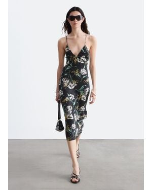 & Other Stories Satin Slip Midi Dress - White