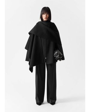 & Other Stories Asymmetric Wool Cape - Black