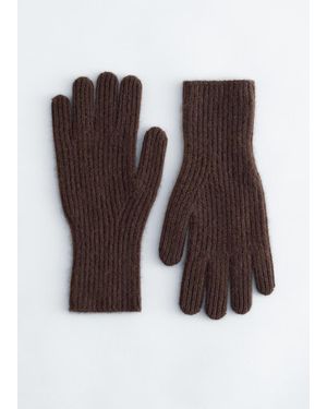 & Other Stories Ribbed Cashmere Gloves - Brown