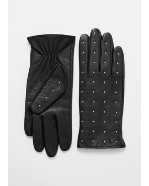 & Other Stories Lederhandschuhe Mit Nieten - Schwarz