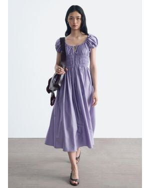 & Other Stories Cotton Smocked Midi Dress - Purple