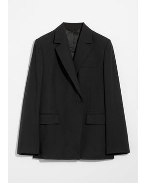 & Other Stories Single-Breasted Wool Blazer - Black