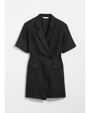 & Other Stories Linen Blazer Mini Dress - Black