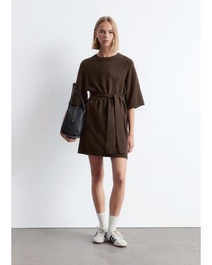 & Other Stories Knitted T-Shirt Mini Dress - Brown
