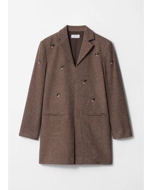 & Other Stories Bee-Embroidered Blazer Mini Dress - Brown