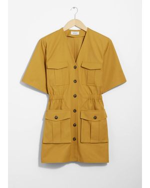 & Other Stories Short-Sleeve Utility Mini Dress - Yellow