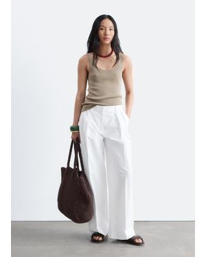 & Other Stories Pleated Cotton-Linen Trousers - White