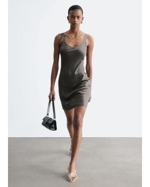 & Other Stories Satin Slip Mini Dress - Grey