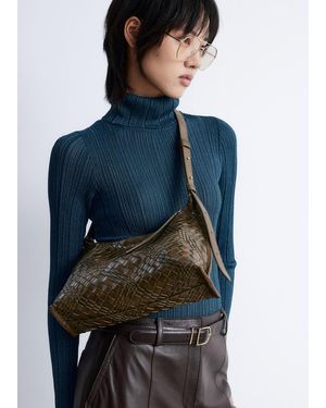 & Other Stories Interwoven Leather Crossbody Bag - Blue