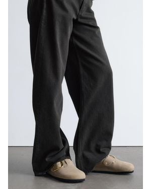 & Other Stories Birkenstock Boston Big Buckle Shearling - Black