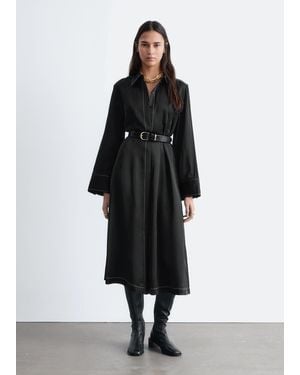 women shirt dress midi White Mark Plus Size Long Sleeve Tiered Midi Shirt Dress - Blue
