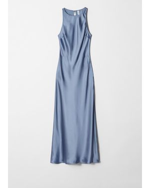 & Other Stories Sleeveless Satin Midi Dress - Blue