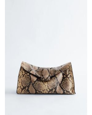 & Other Stories Snake Effect Leather Clutch - Black
