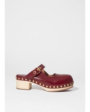 & Other Stories Mary-Jane Leather Mules - Red