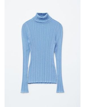& Other Stories Rib-Knit Lurex Turtleneck - Blue