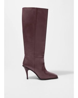 & Other Stories Classic Leather Knee Boots - Purple