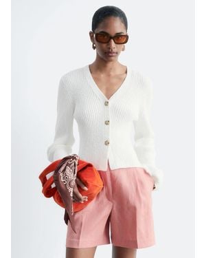 & Other Stories Ribbed Cotton Cardigan - White
