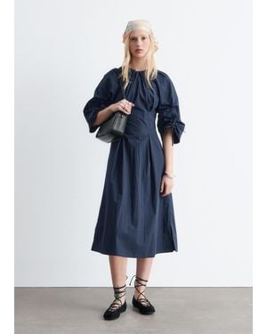 & Other Stories Sculptural Drawstring Midi Dress - Blue