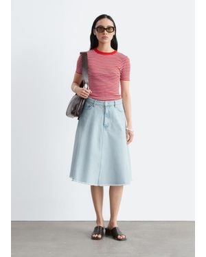 & Other Stories Raw-Edge Denim Skirt - White