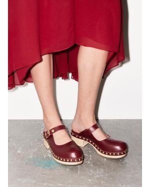 & Other Stories Mary-Jane Leather Mules - Red