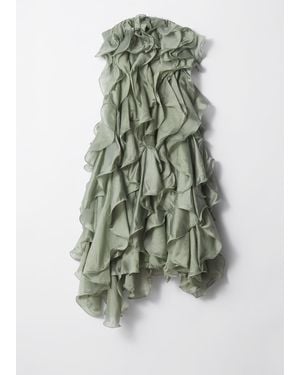 & Other Stories Ruffled Chiffon Midi Dress - Green