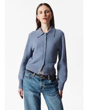 & Other Stories Knitted Collar Cardigan - Blue