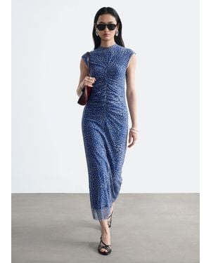 & Other Stories Ruched Jersey Dress - Blue