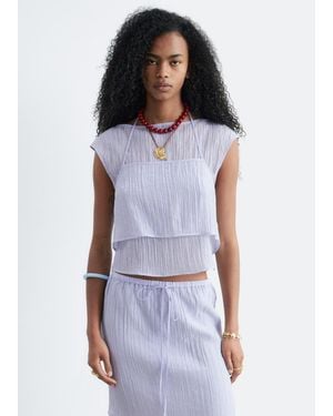 & Other Stories Layered Crinkled Top - White